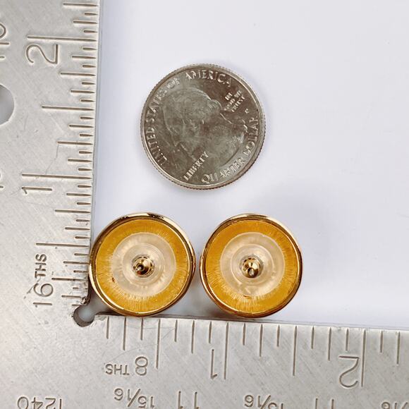 VTG Signed Swarovski Crystal Dome Stud Earrings 80s 90s Teal Enamel Fuchsia - Picture 9 of 14